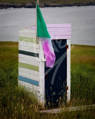 Outhouse with Newfoundland flag